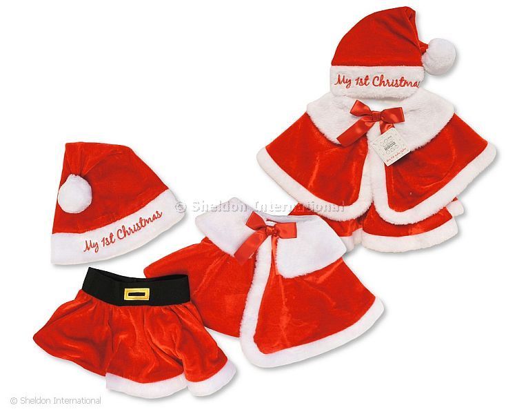 Baby Girls Santa Claus 3 Pieces Dress Up Set - My First Christmas