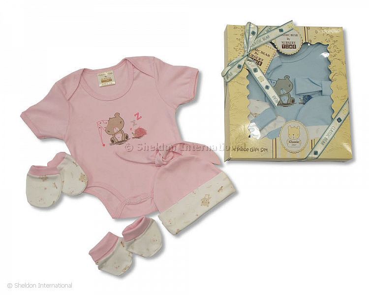 Baby Cotton Gift Set - 4 Pcs - Classic Bear - 0607