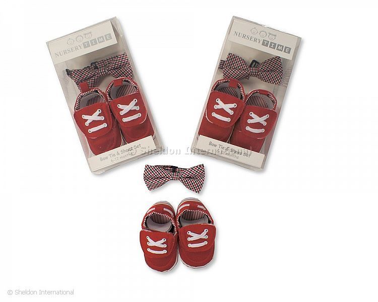 Baby Boys Shoe With Bow Tie Set - Red