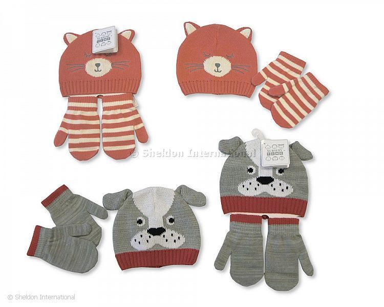 Baby Knitted Hat And Gloves Set