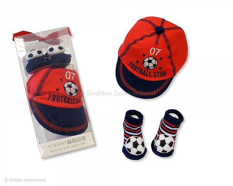 Baby Boys Cap And 3D Socks Set