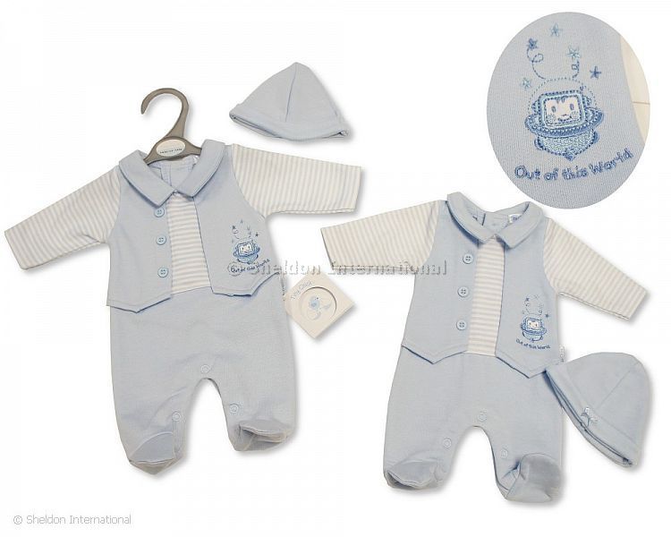 Premature Baby Boys All in One with Hat - Out of This World