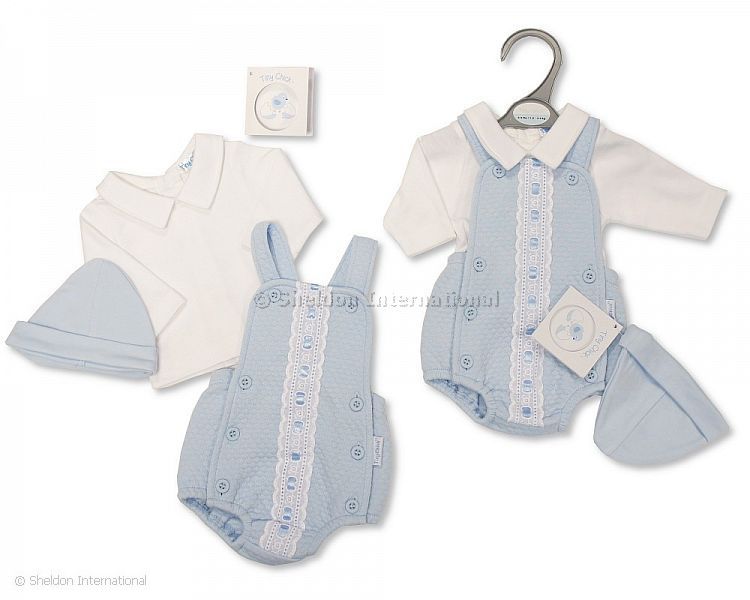 Premature Baby Boys 2 pcs Romper Set with Lace and Hat