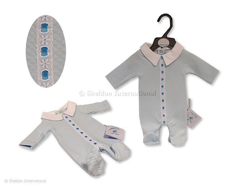 Premature Baby Boys Long Romper with Lace