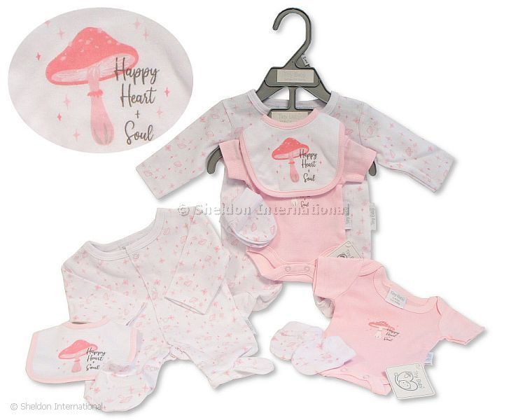 Premature Baby Girls 4 pcs Set with Bib and Mittens