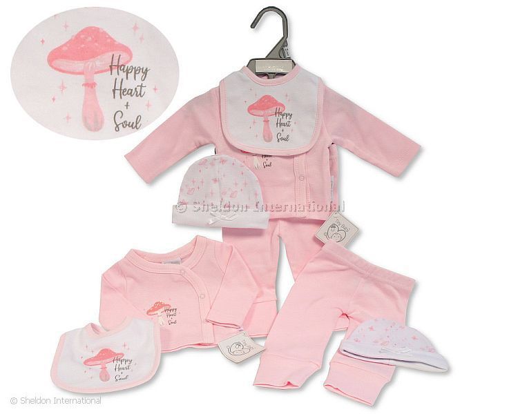 Premature Baby Girls 4 pcs Set with Bib and Hat
