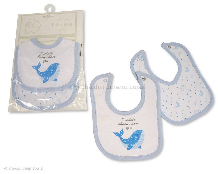 Premature Baby Boys Bibs 2-Pack - I Whale Always Love You