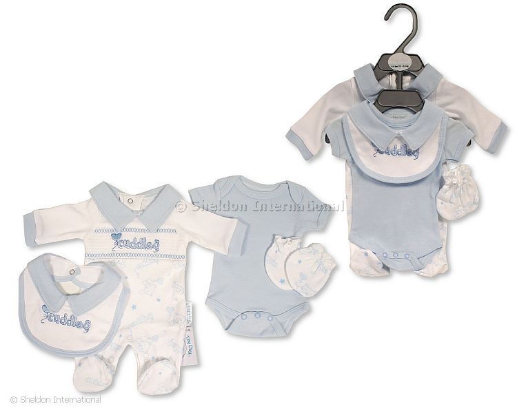 Premature Baby Boys 4 pcs Set with Smocking - Cuddles