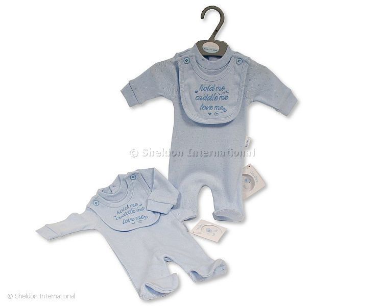 Premature Baby Boys All in One with Bib - Hold Me