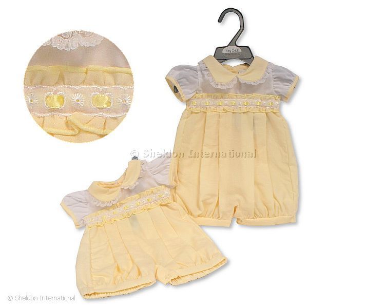 Premature Baby Girls Romper with Lace and Embroidery