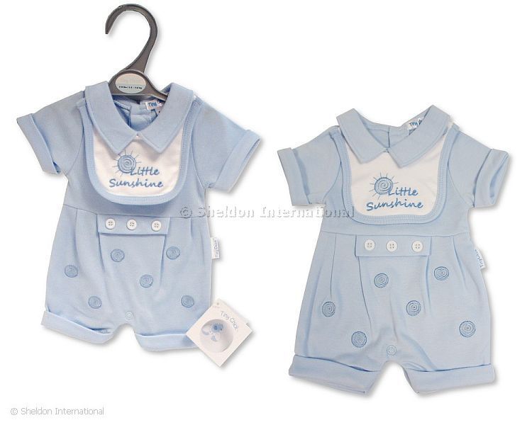 Premature Baby Boys Romper with Bib - Little Sunshine