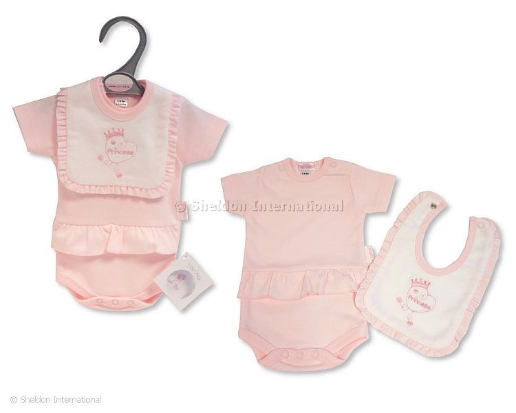 Premature Baby Girls Bodyvest with Bib - Princess