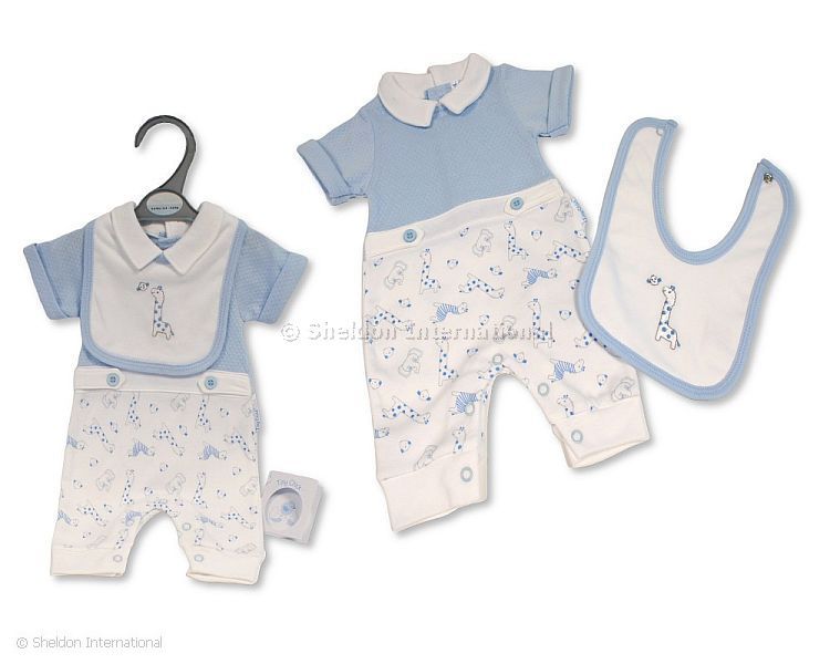 Premature Baby Boys Long Romper - Giraffe