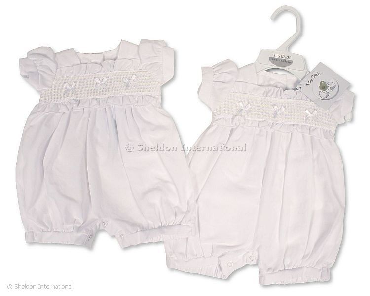 Premature Baby Romper with Smocking and Bows