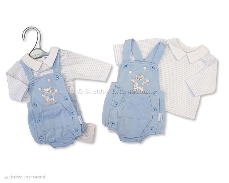 Premature Baby Boys 2 pcs Short Dungaree Set - Snowballs