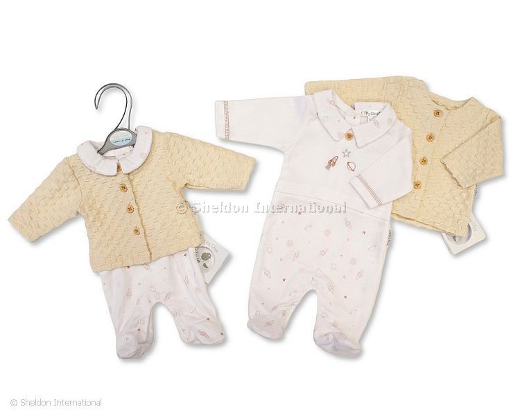 Premature Baby Boys 2 pcs Jacquard Set - Space