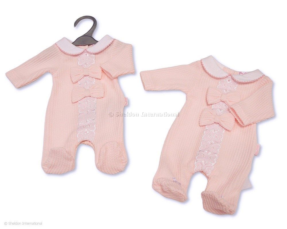 Premature Baby Girls All in One with Lace and Bows - Hearts