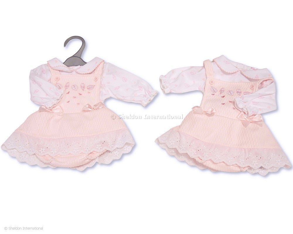 Premature Baby Girls 2 pcs Spanish Dress Set with Lace and Bows - Leaves and Hearts