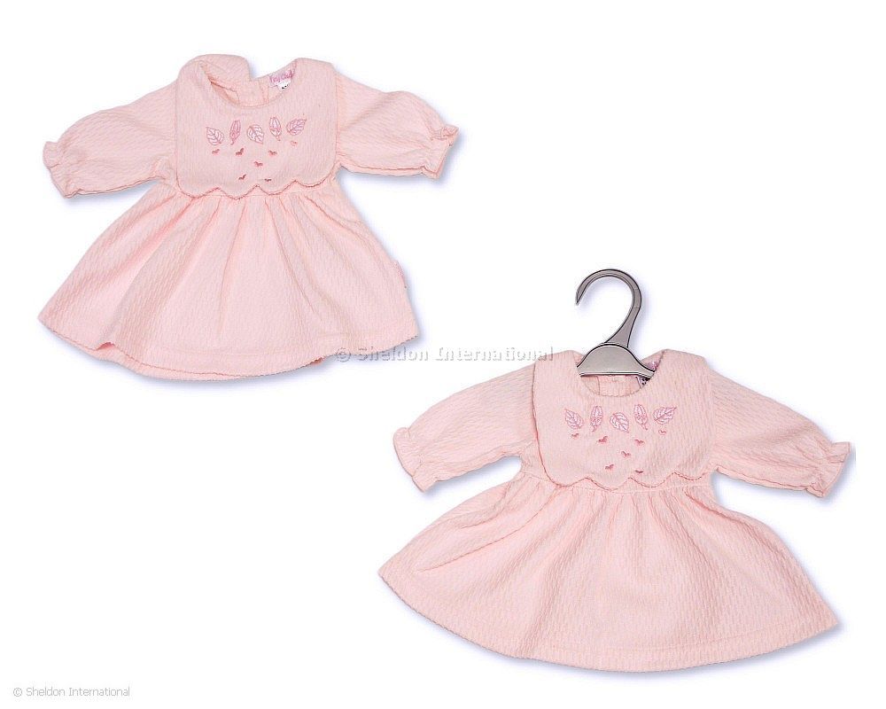 Premature Baby Girls Dress with Bib Front - Leaves and Hearts