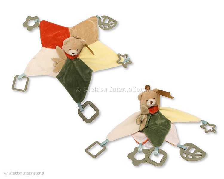 Baby Bear Comforter With Crinkle Paper, Teethers And Rings