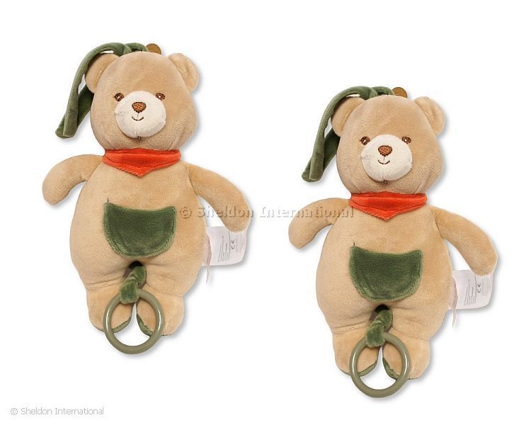 Baby Bear Musical Pull Toy With Pocket And Scarf