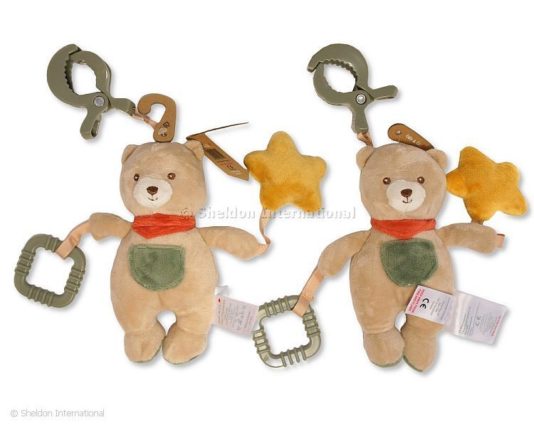 Baby Activity Bear With Clip, Teether And Squeaker